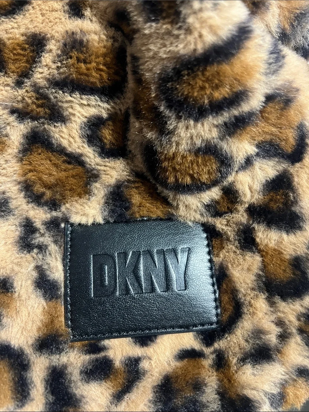 DKNY Leopard Print Faux Fur Shoulder Bag - Brown & Black - Picture 4 of 6